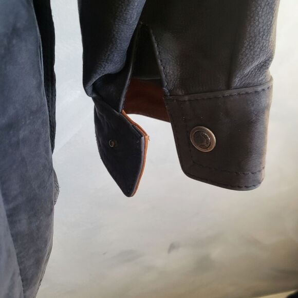 Vintage Leather Vera PELLE Barn Coat Jacket Italy Ash Black Brown Tan Size M - Picture 8 of 14